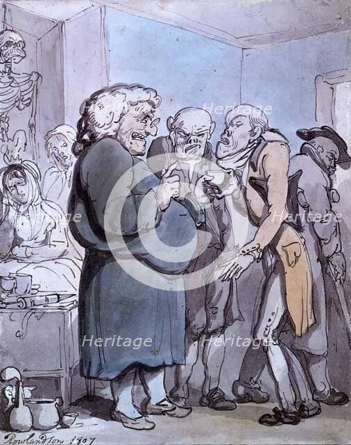 Patients consulting an obese quack, 1807. Creator: Thomas Rowlandson.