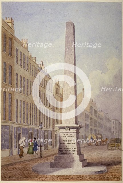 Monument at the junction of Farringdon Street and Fleet Street, City of London, 1833. Artist: James Elmes