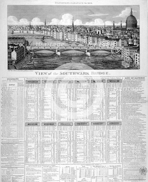 Southwark Bridge, London, 1818.                                                 Artist: Anon