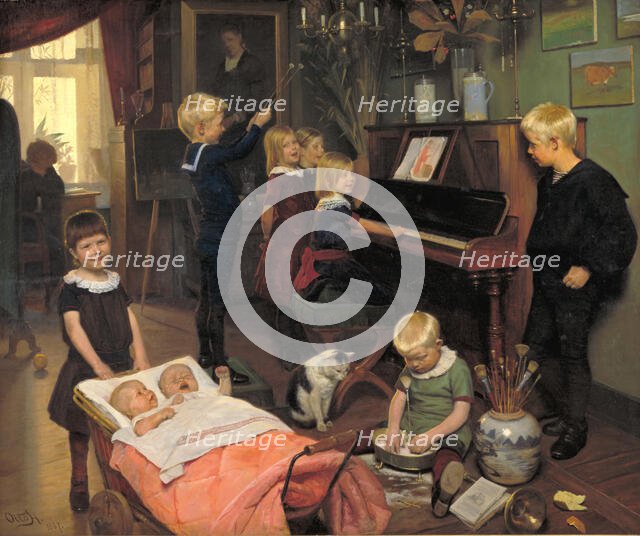 A Concert: The Artist's Children and their Playmates, 1887. Creator: Otto Haslund.
