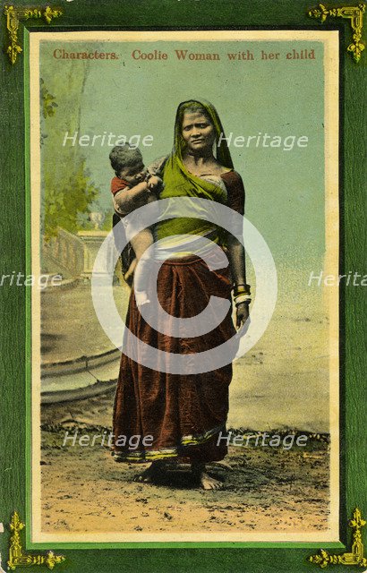 Indian woman with her child, Calcutta, India, late 19th or early 20th century. Artist: Unknown