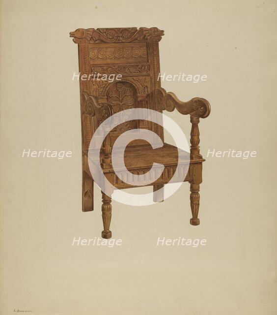 Wainscot Armchair, c. 1939. Creator: Leo Drozdoff.