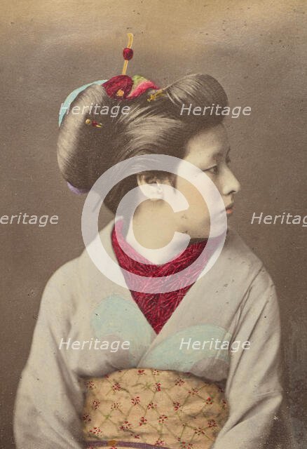 Japanese woman in profile, 1868-1880. Creator: Felice Beato.