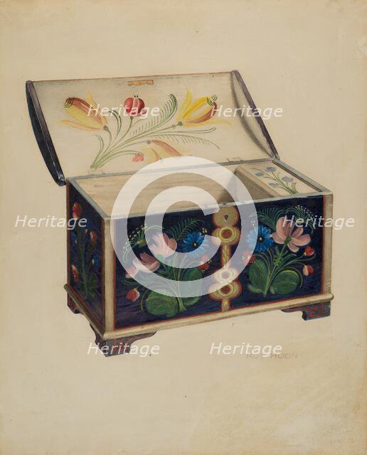 Painted Wooden Chest or Casket, c. 1939. Creator: Roy Moon.