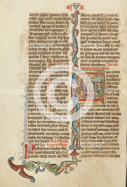 Initial F: The Nativity; Historia Scholastica, about 1300. Creator: Unknown.