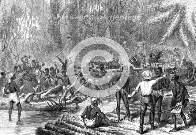 The Ashantee War: cutting and making a road to Coomassie, from a sketch by our special artist, 1874. Creator: Unknown.