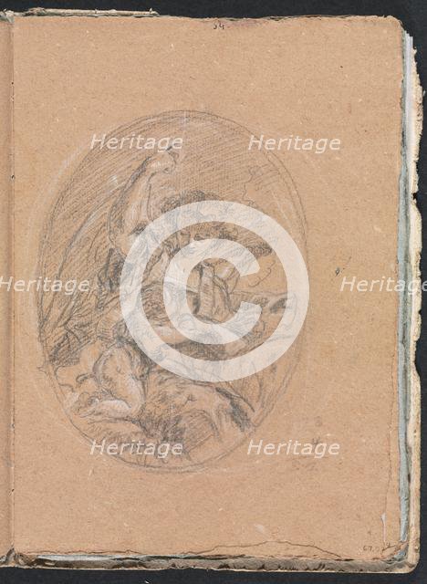 Verona Sketchbook: Figure with child in roundel (page 67), 1760. Creator: Francesco Lorenzi (Italian, 1723-1787).