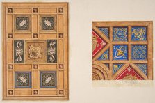 Two designs for paneled ceiling with painted decoration, 19th century. Creators: Jules-Edmond-Charles Lachaise, Eugène-Pierre Gourdet.