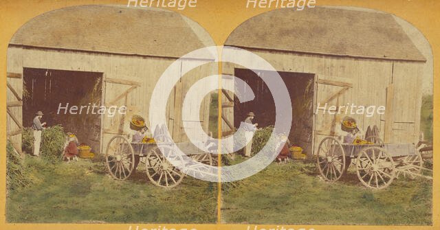 Husking Scene., about 1870-1880. Creator: Unknown.