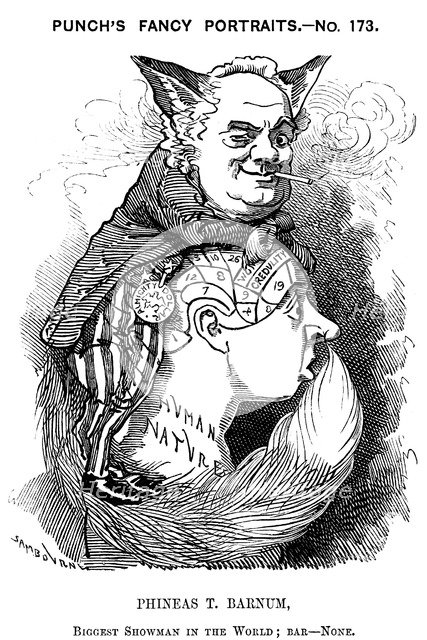 Phineas Taylor Barnum (1810-1891), American showman, 1884. Artist: Edward Linley Sambourne