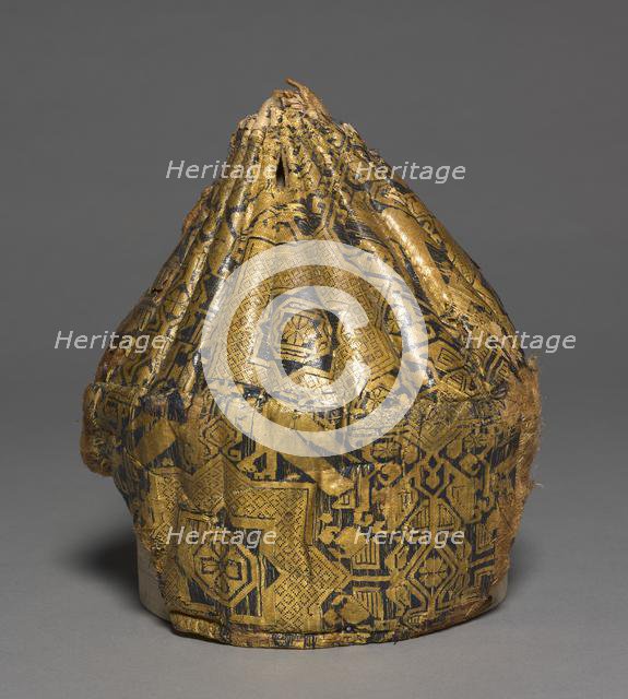 Quilted cap with star-patterned silk, 1000s. Creator: Unknown.