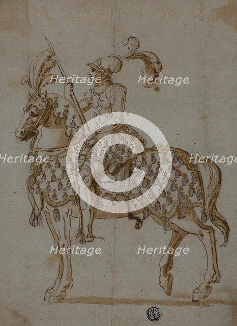 Cavalier in Tournament Costume on Horseback, n.d. Creator: Unknown.