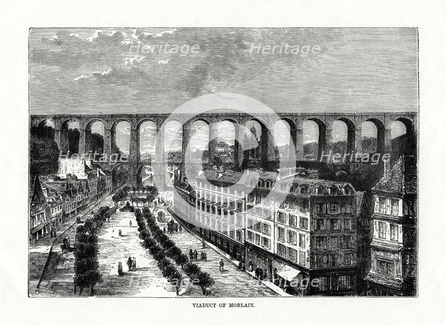 The Viaduct at Morlaix, France, 1879. Artist: Unknown
