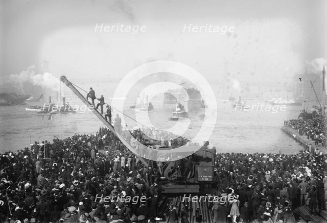 Launch of NEW YORK (reversed), 1912. Creator: Bain News Service.