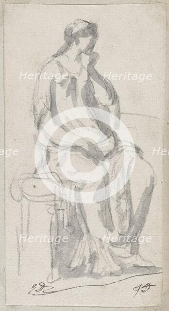 Classical Sculpture of a Pensive Woman, 1775/80. Creator: Jacques-Louis David.