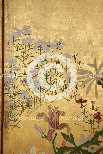 Screen with spring and summer flowers, 1st half of the 18th century. Creator: Watanabe Shiko.