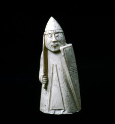 Norse chessman (Warder:Castle:Rook), Isle of Lewis, Scotland. Artist: Unknown