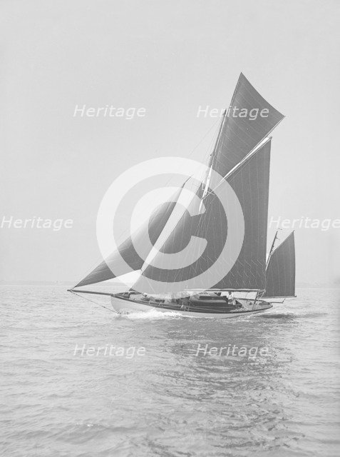 Yawl sailling close-hauled, 1914. Creator: Kirk & Sons of Cowes.