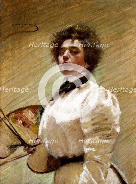 Self-Portrait with Palette, ca. 1906. Creator: Alice Pike Barney.