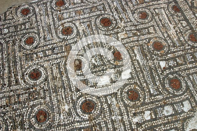 Mosaic floor, ruins of the Basilica of Ayia Trias, Famagusta, North Cyprus.