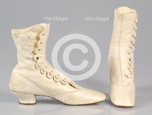 Wedding boots, American, 1875. Creator: Unknown.