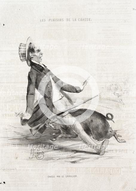 Les Plaisirs de la chasse: Chasse par le sanglier, 1842. Creator: Alade Joseph Lorentz (French, 1813-after 1858).
