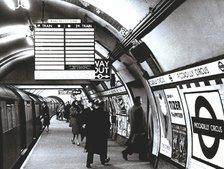 Walk in Picadilly Circus Station, London Underground Railroad, 1950.