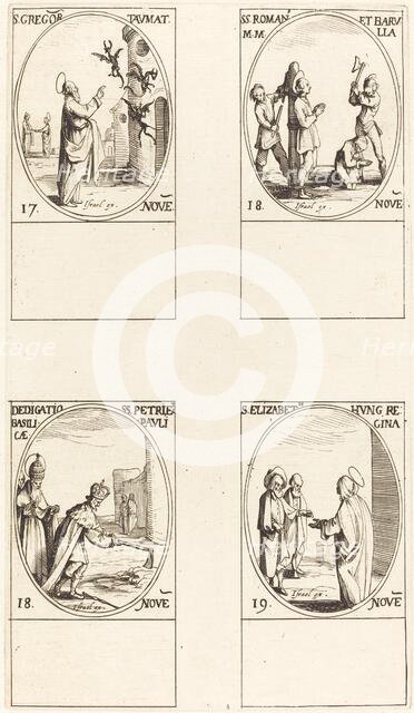 St. Gregory; Sts. Romanus & Barulla; Dedication of the Basilicas of SS. Peter & Paul. Creator: Jacques Callot.