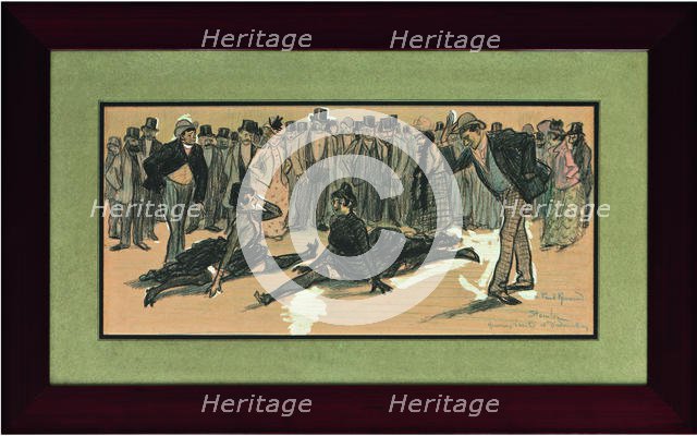 La Goulue and Valentin le Désossé at a Ball in the Moulin Rouge  , 1890. Creator: Steinlen, Théophile Alexandre (1859-1923).