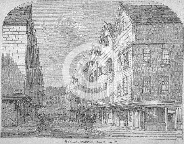 View of Great Winchester Street, City of London, 1850. Artist: Anon