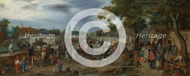 Princes Maurice and Frederick Henry at the Valkenburg Horse Fair, 1618. Creator: Adriaen van de Venne.