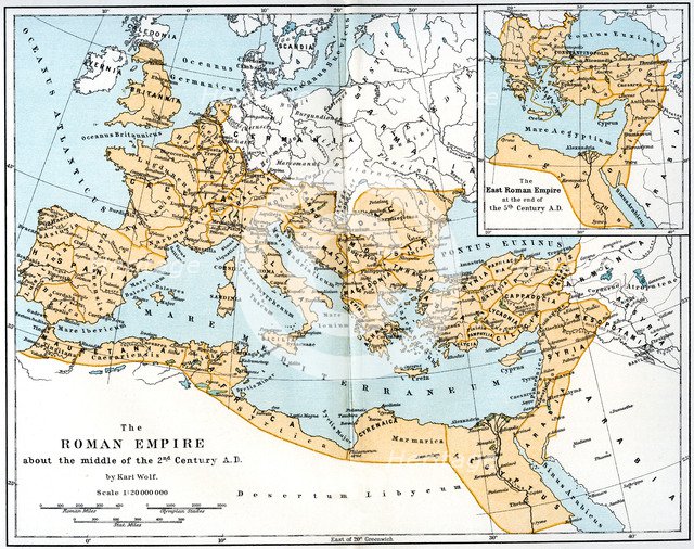 Map of the Roman Empire, 2nd century AD, (1902). Artist: Unknown