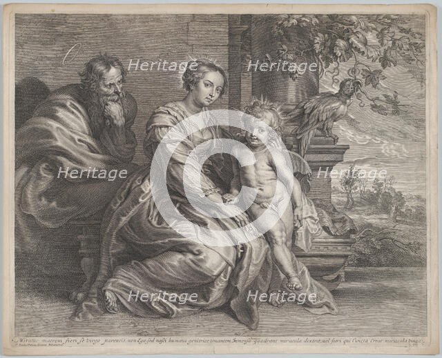The Holy Family with a parrot, ca. 1625-59. Creator: Boetius Adams Bolswert.