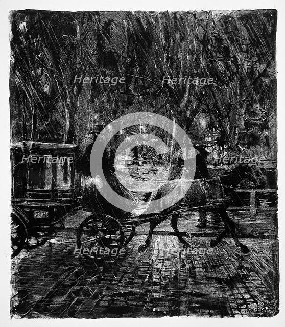 Cab in the rain, 1896. Creator: Franz Skarbina.