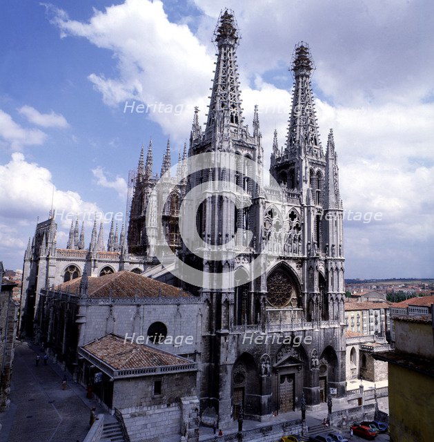 View of the Cathedral of Burgos, begun in 1221 and completed in the 15th century.