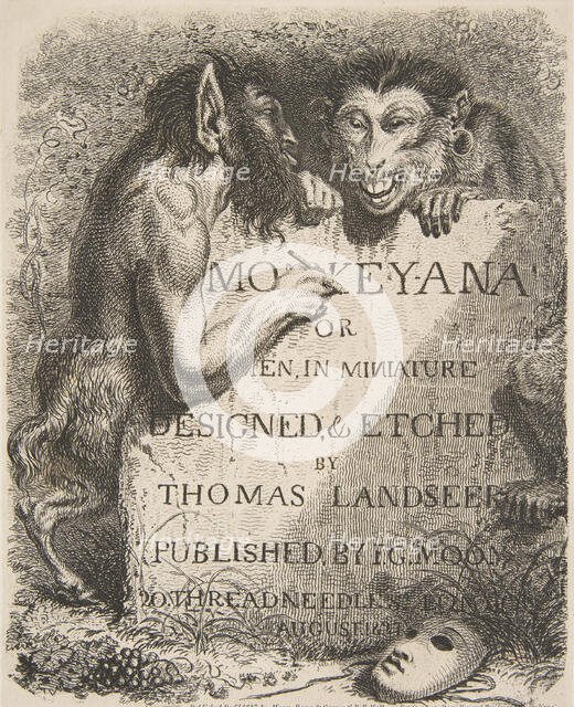 Title Page, from Monkey-ana, or Men in Miniature, 1827., 1827. Creator: Thomas Landseer.