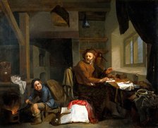 An alchemist making gold, 1665. Creator: Hendrick Heerschop.