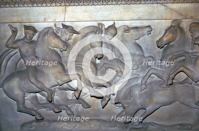 Detail from a Lycian sarcophagus of a boar hunt, 5th century BC. Artist: Unknown