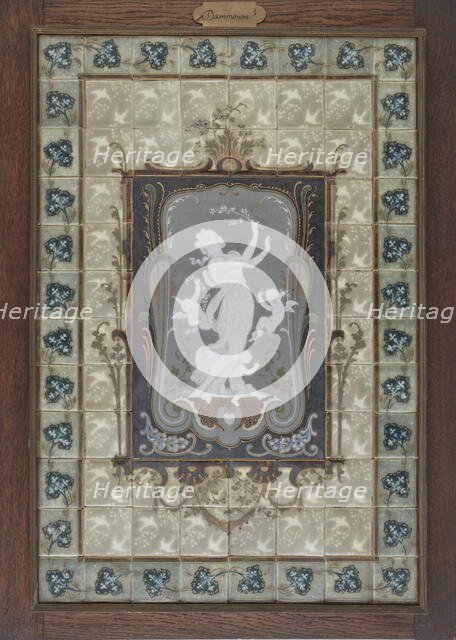 Plaque showing a woman and three cherubs, late 19th-early 20th century. Creator: Albert Louis Dammouse.