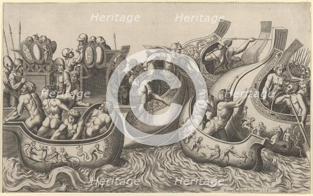 Speculum Romanae Magnificentiae: Naval Battle, 16th century., 16th century. Creator: Master of the Die.
