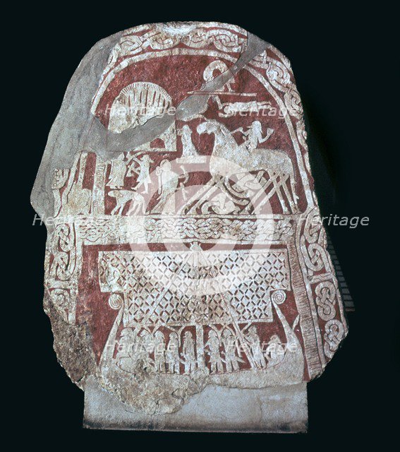 Viking stele showing Odin's horse Sleipnir. Artist: Unknown