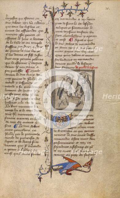 A Battle between Wankelin de Ferreres and Hugo de Montfort; Chronique de Normandie, about 1400-1415. Creator: Unknown.