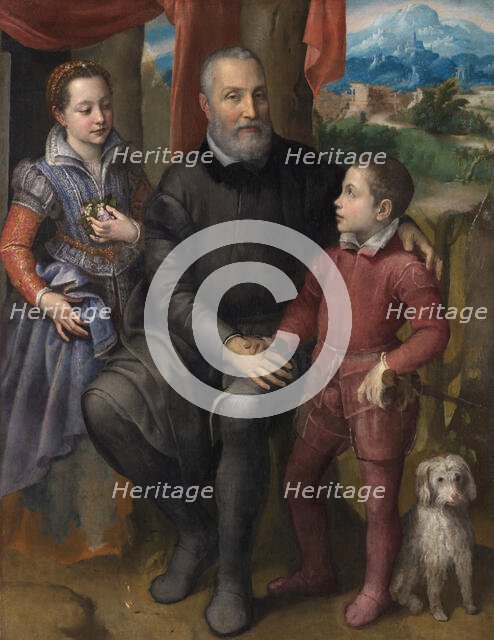Portrait Group with the Artist’s Father Amilcare Anguissola and her siblings Minerva and..., c1559. Creator: Sofonisba Anguissola.
