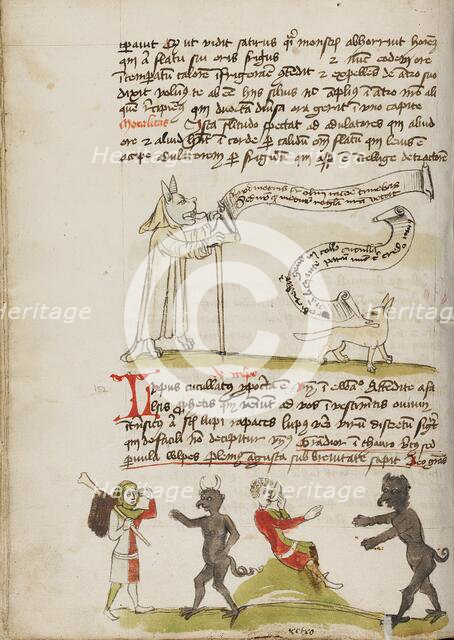 A Wolf in a Monk's Habit with a Fox and a Wolf: A Man Meeting a Devil, third quarter of 15th cent. Creator: Unknown.