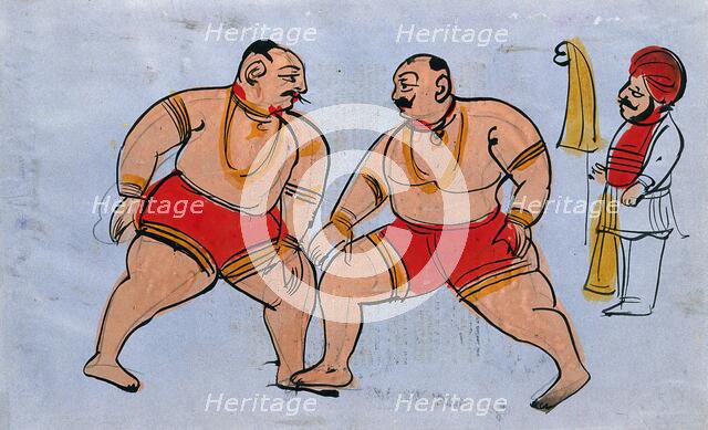 A pair of wrestlers. Creator: Unknown.