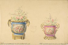 Design for Two Sèvres Porcelain Flower Pots, 19th century. Creator: Anon.