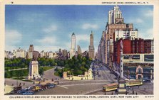 Columbus Circle and one of the entrances to Central Park, New York City, New York, USA, 1933. Artist: Unknown
