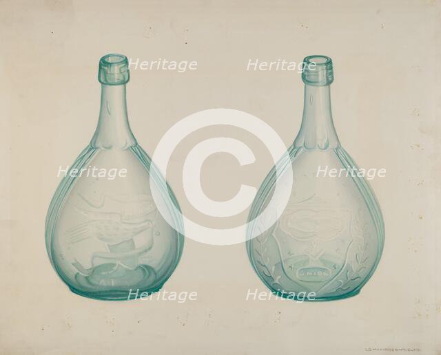 Green Whiskey Bottle, c. 1941. Creator: Loraine Makimson.