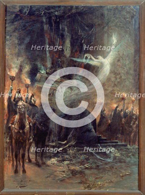 Funérailles de Victor Hugo - la veillée sous l'arc de triomphe, 1885. Creators: Charles Garnier, Georges Jules Victor Clairin.