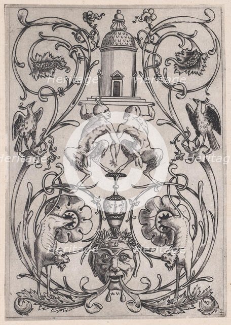 Ornamental Panel, ca. 1514-36. Creator: Agostino Veneziano.